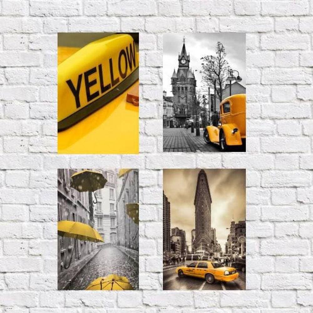 Kit 4 Placas Fotografias Amarelas 18X27Cm