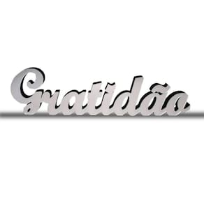 Palavra Gratidão Decoração Mdf Acrílico Espelhado Prata