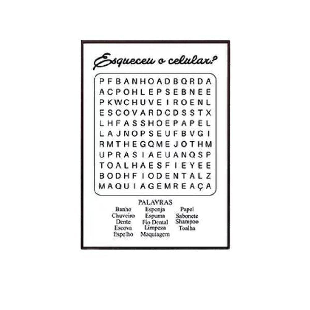 Quadro Caça Palavras Para Banheiro 24X18 C/Vidro - Preta
