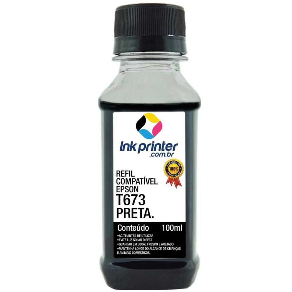 Tinta para Epson L800 - Preto - Compatível InkPrinter (T673 - 100ml)