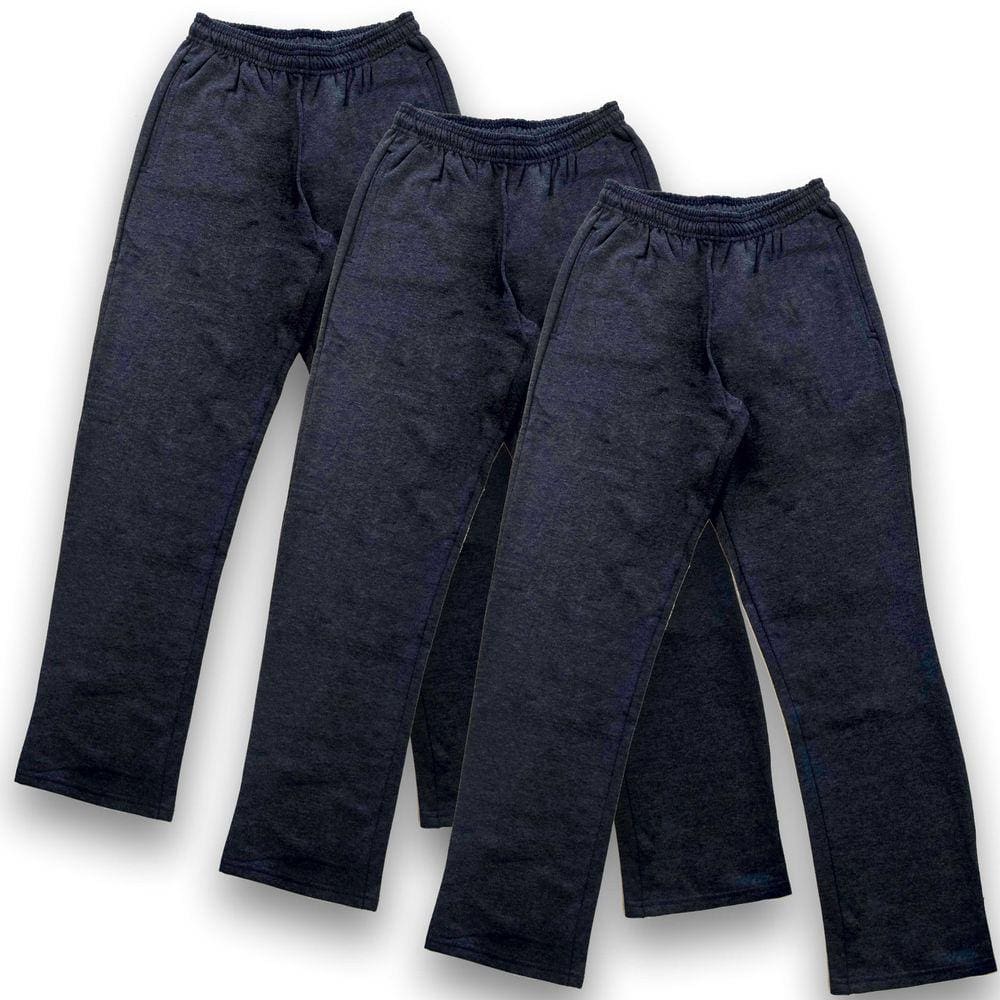 Kit 3 Calça Moletom Adulto - Flanelada / Peluciada - Azul