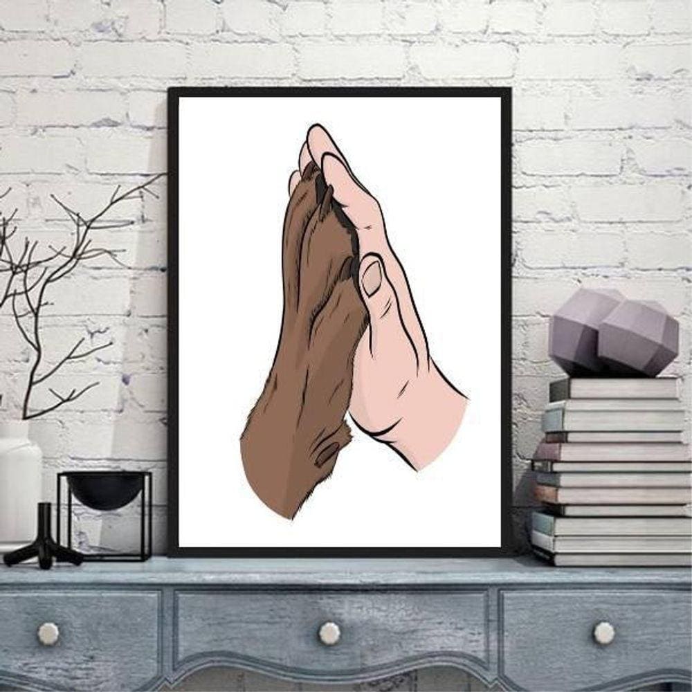 Quadro Decorativo Mão E Pata 24X18Cm