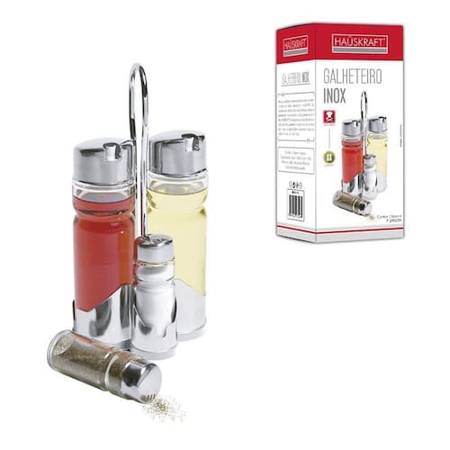 imagem-Galheteiro Inox 4 Peças - Hauskraft