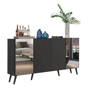 Aparador Buffet Retrô com Espelho Multimóveis Vegas FG3562 Preto