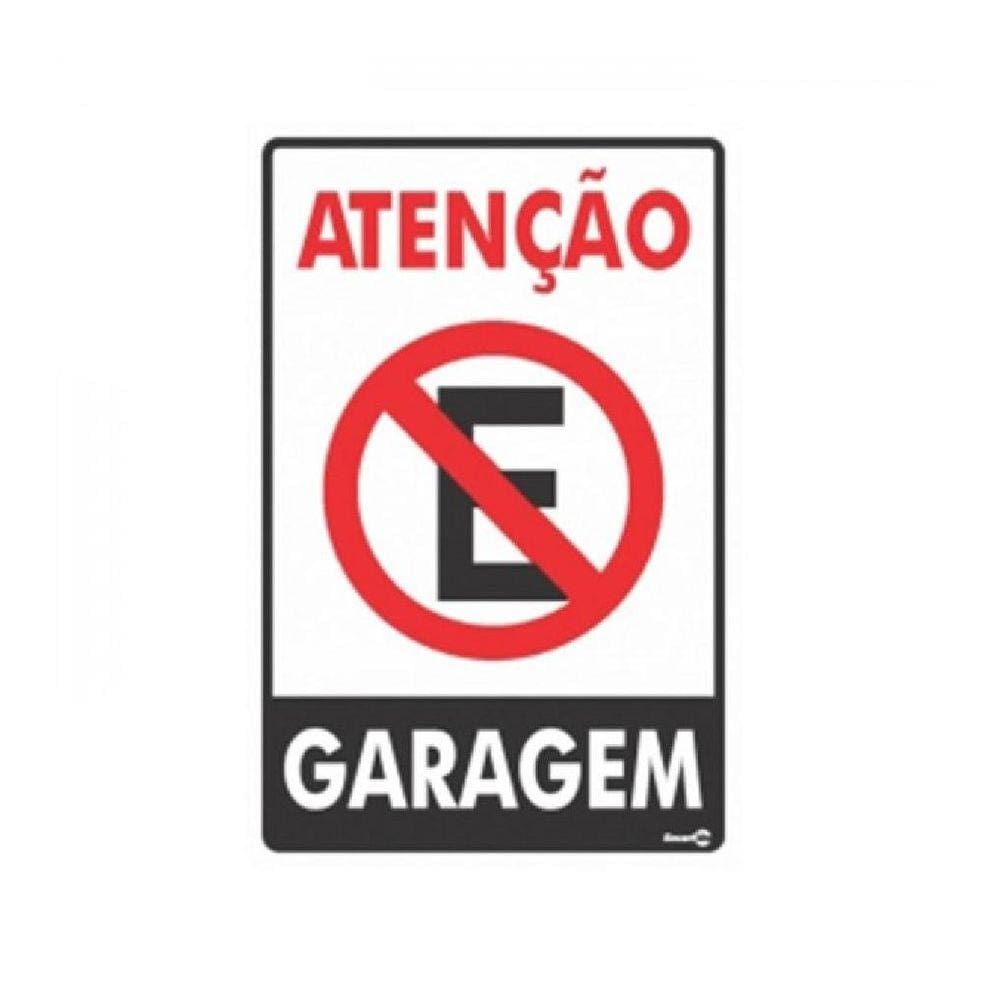 Placa de Sinalização Plástico 20x30cm Atenção Garagem PS04 Encartale