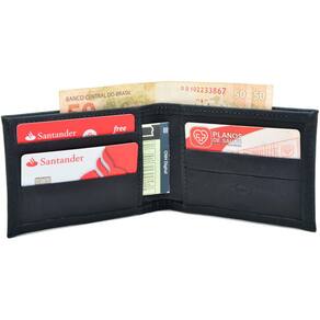 Carteira Masculina Tradicional em Couro Legítimo Porta Cartão Preto
