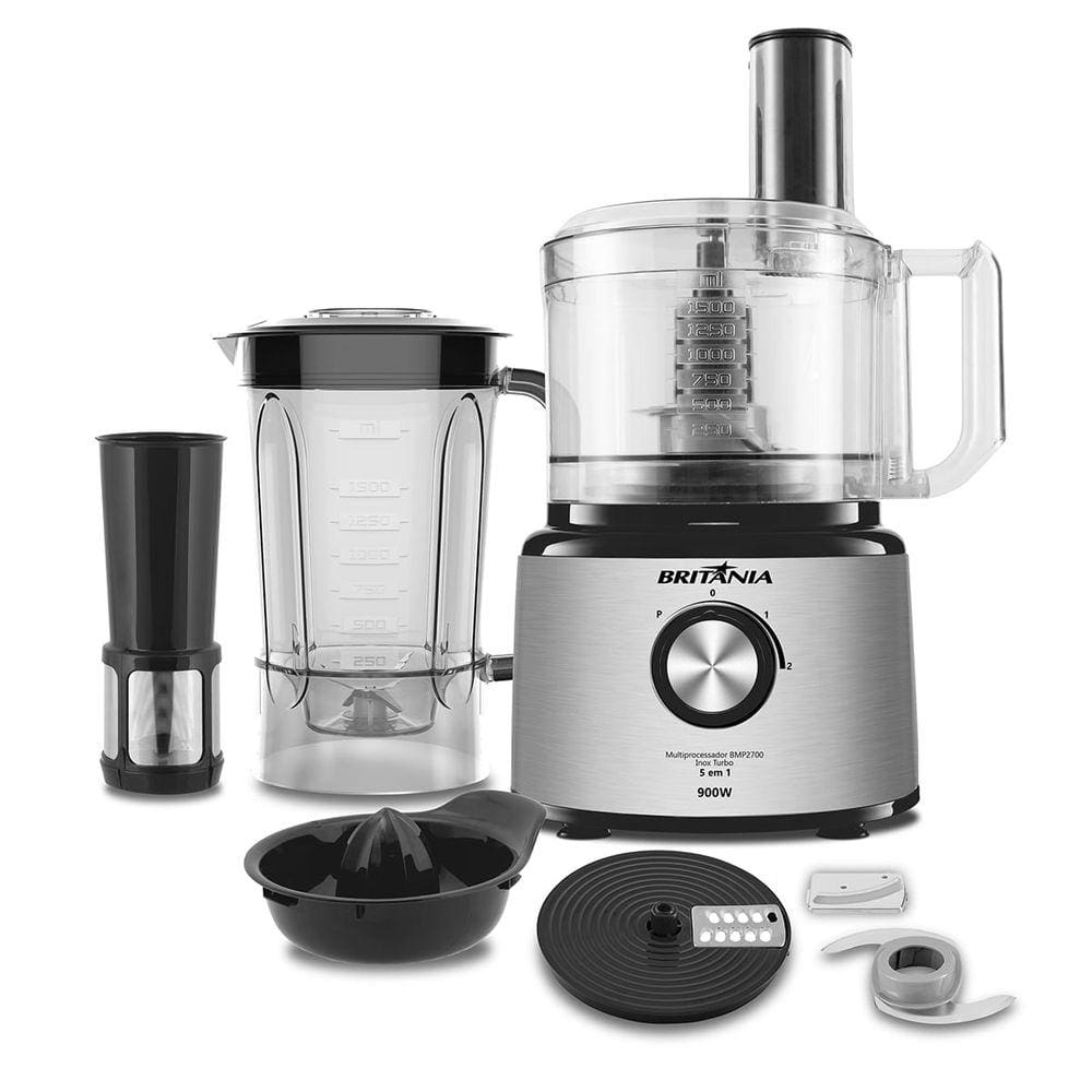 Multiprocessador Britânia BMP2700P 5 em 1 Inox Turbo 900W