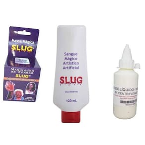 Kit Maquiagem Artística Massa Slug+ Sangue Teatral + Látex