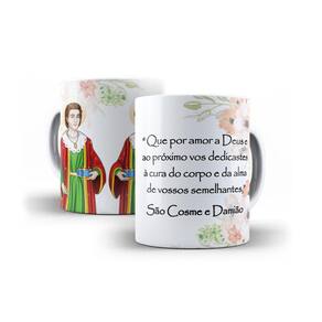 Caneca São Cosme E Damião Em Cerâmica 325Ml Modelo 3
