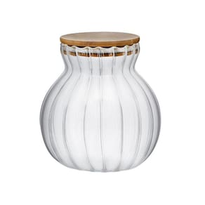 Pote Hermetico Vidro Porta Mantimento Tampa Bambu 500Ml