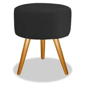 Puff Para Decoração Sala De Estar Redondo Preto 50 Cm