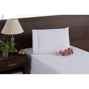 Kit Lençol Solteiro Ponto Palito Com Elástico 2 Peças Branco