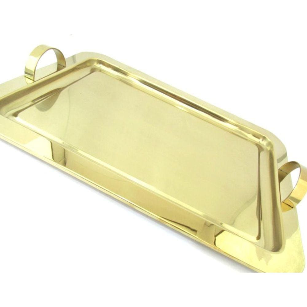 Bandeja Dourada Grande Retangular- Fineza