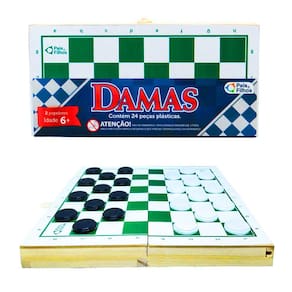 Jogo de Damas Com Tabuleiro Estojo em Madeira 24 Peças Pais & Filhos