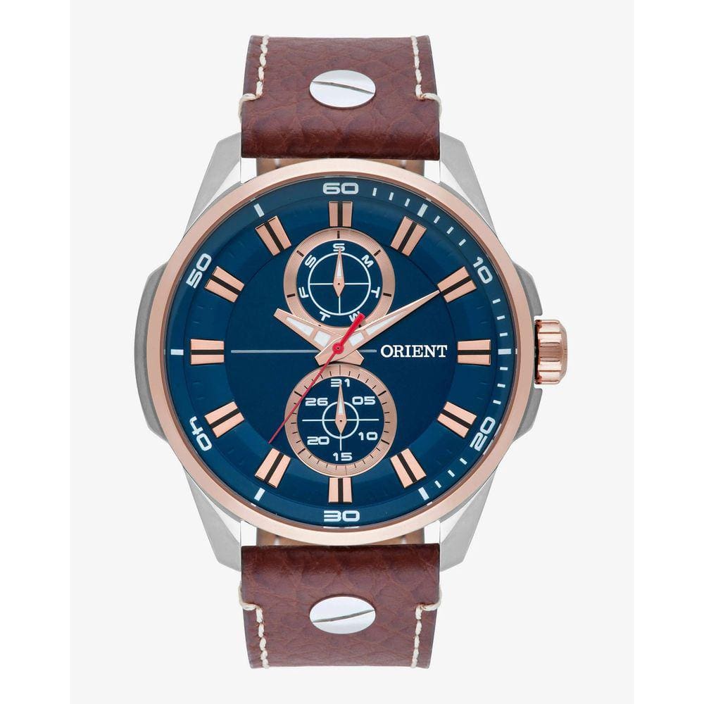 Relógio Orient Masculino Couro Marrom Mtscm004 D1mb