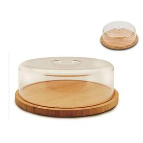 Boleira de Bambu com Cúpula Use Para Bolo ou Queijo