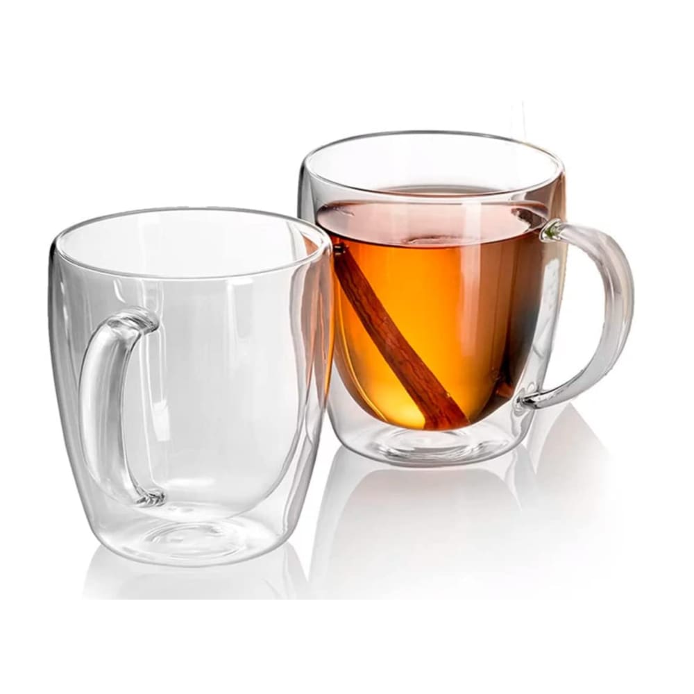 Kit 2 Caneca Parede Dupla 310Ml Café Chá CasaAmbiente Ref018