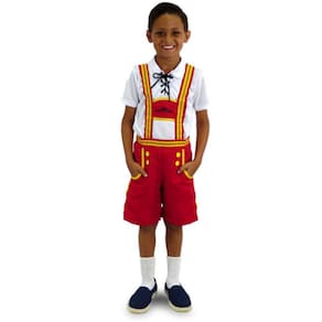 Fantasia Alemã Clássica Infantil com Camiseta e Suspensório