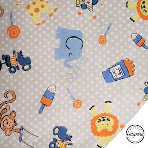 Tecido Tricoline Estampado Circo - Bege - 50x150cm