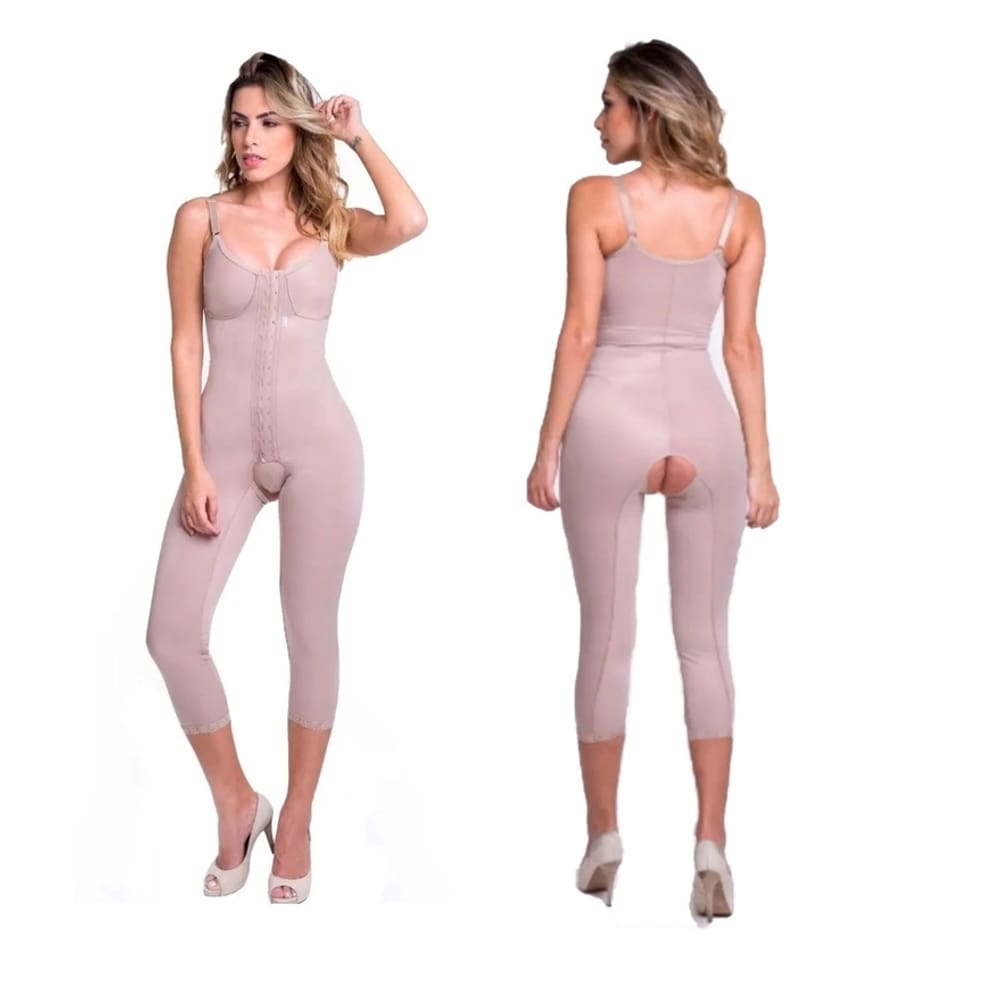Macaquinho Modelador Longo Pós Cirúrgico Alta Compressão Prótese Silicone Abdominoplastia Lipoaspiração Abdômen Flancos