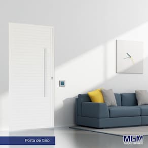 Porta de Giro Aluminio Lambri Com Fechadura Rolete e Puxador 210x100 MGM Branco