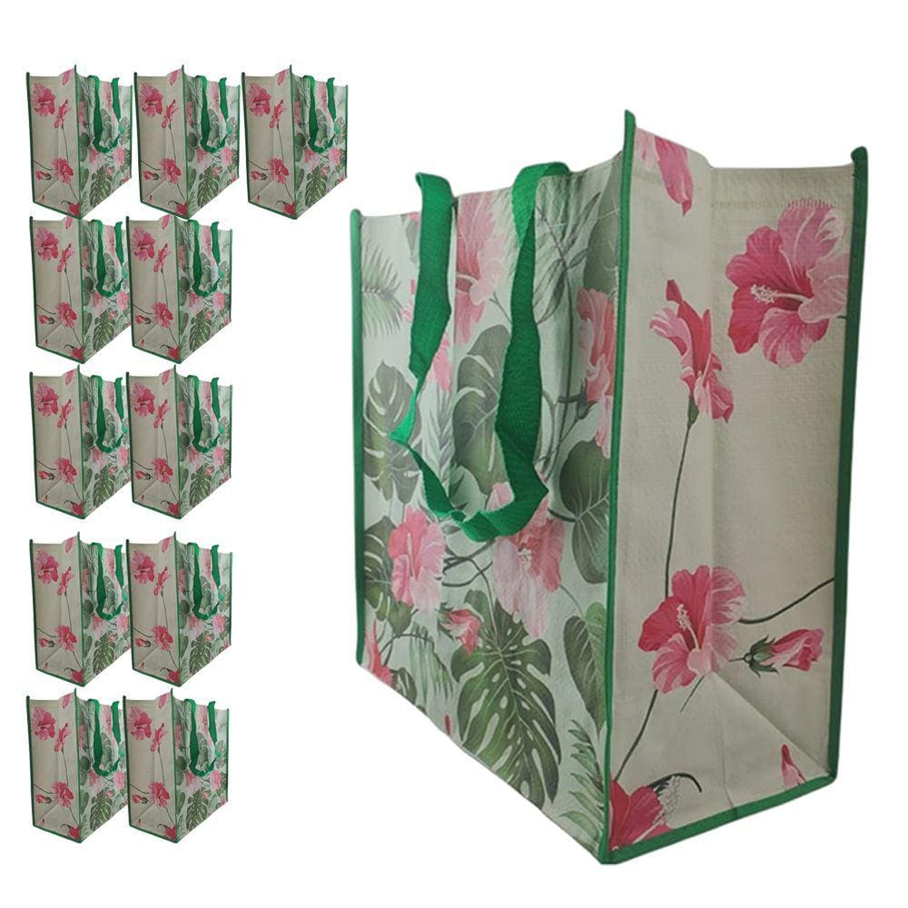 Bolsa Ecologica Ecobag 12 unidades Sacola Ombro Retornavel Mercado Dobravel Compras Reutilizavel