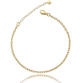 Pulseira Elo Portugues Fina Diamantada Folheada a Ouro 18k Semijoia