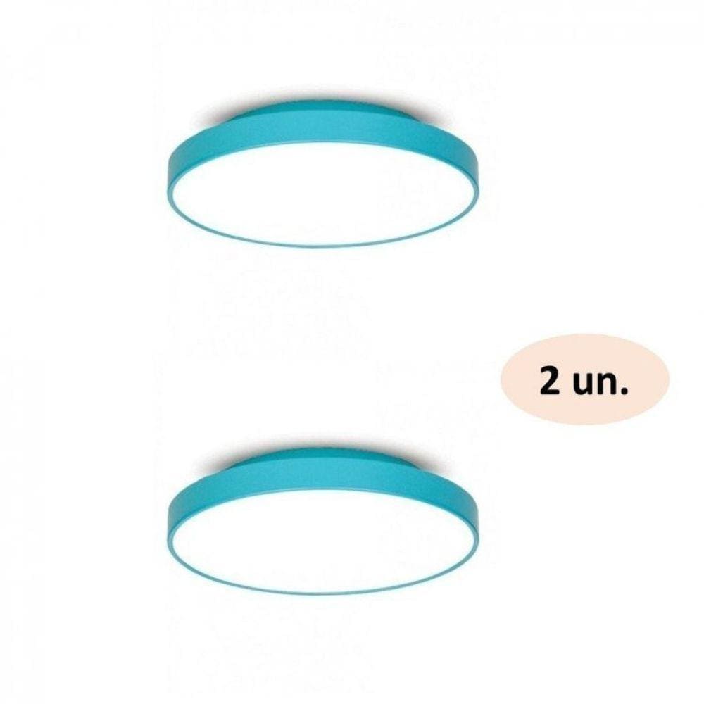 Kit 2 Plafons para 3 Lâmpadas Redondo 36cm 7652 Jd Molina JD Molina Azul