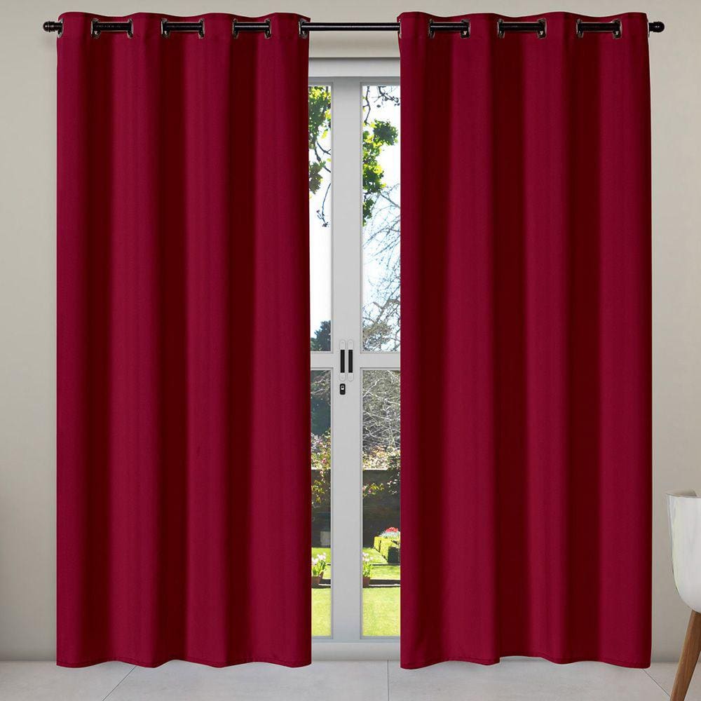 Cortina Isa Varão Tecido Oxford 2,80m x 2,30m p/ Porta Balcão - Vermelho