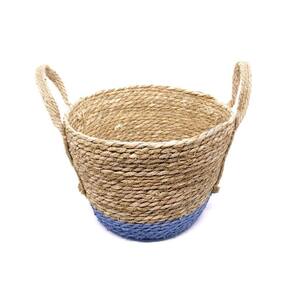 Cesto de Seagrass Com Fundo Azul 24,5x31x33 cm - D`Rossi