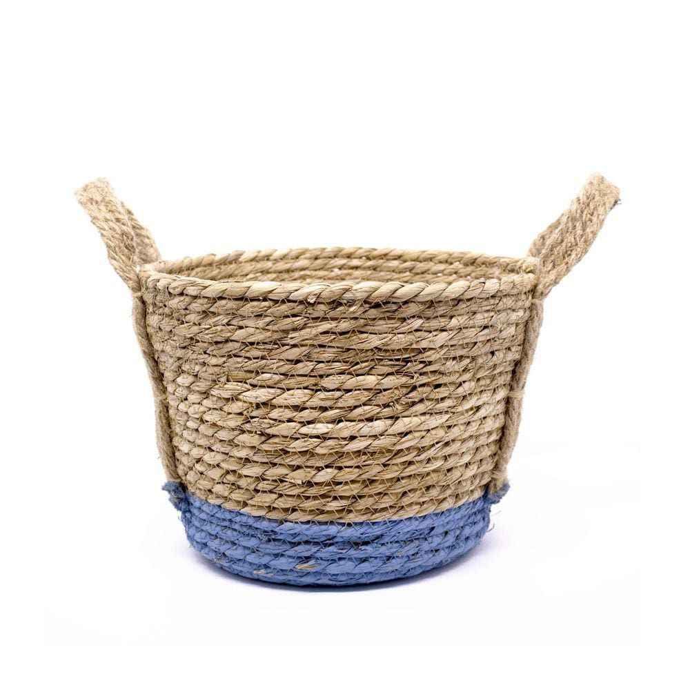 Cesto de Seagrass Com Fundo Azul 20x27x27 cm - D`Rossi