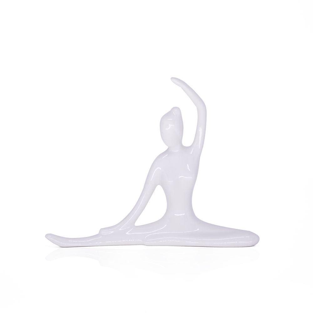 Enfeite Decorativo Bailarina em Cerâmica Branco 13x16x3,5cm - D`Rossi