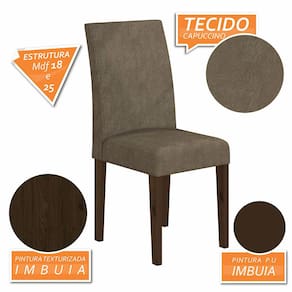 Kit 2 Cadeiras Estofadas Sofia Imbuia/capuccino - Móveis Arapongas