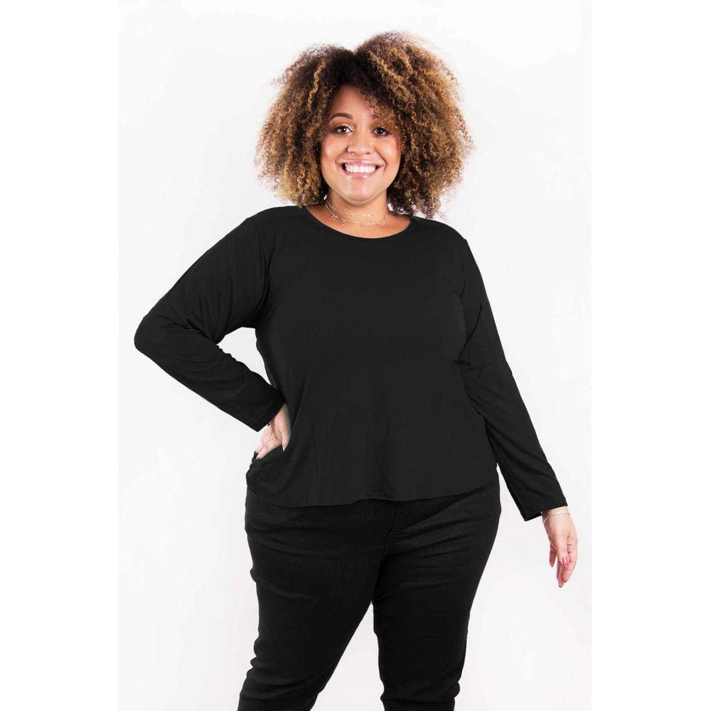 Blusa Manga Longa Gola Redonda