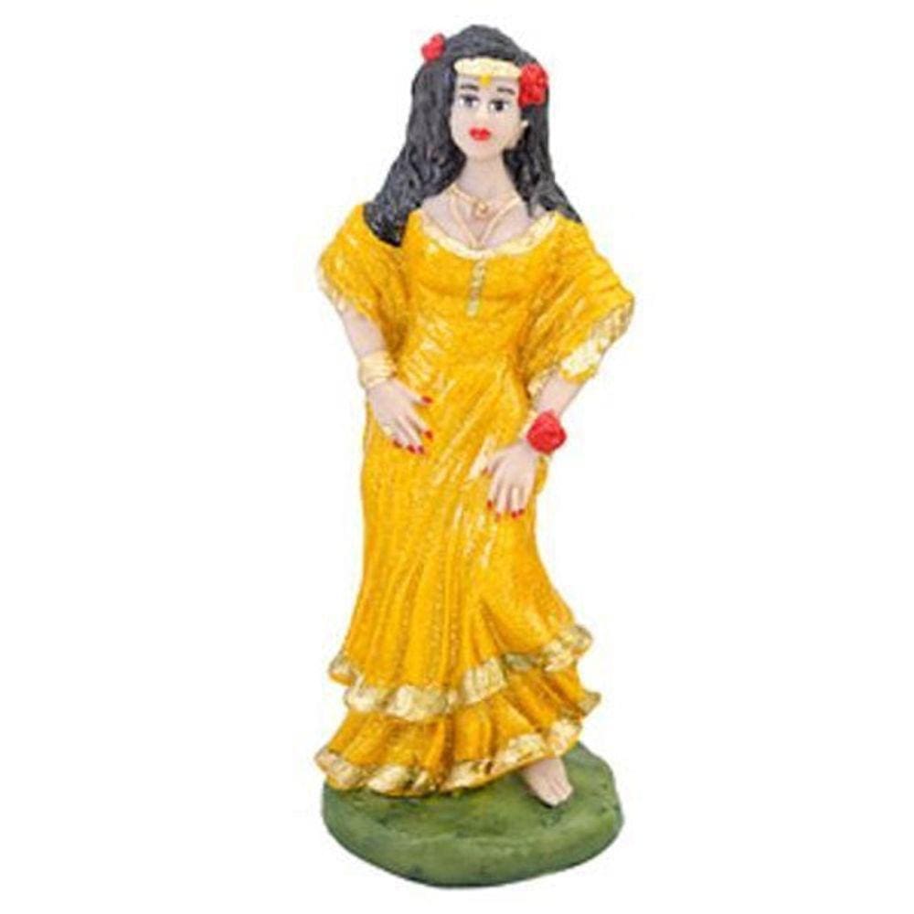 Escultura Cigana Amarela 15 Cm Em Resina