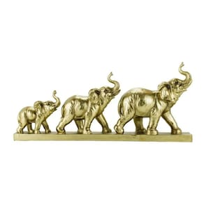 Elefante Dourado Crescendo 47cm - Resina Animais