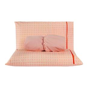 Jogo de Cama Chicago Estampado Salmão Geométrico Queen 03 Peças - Percal 140 Fios