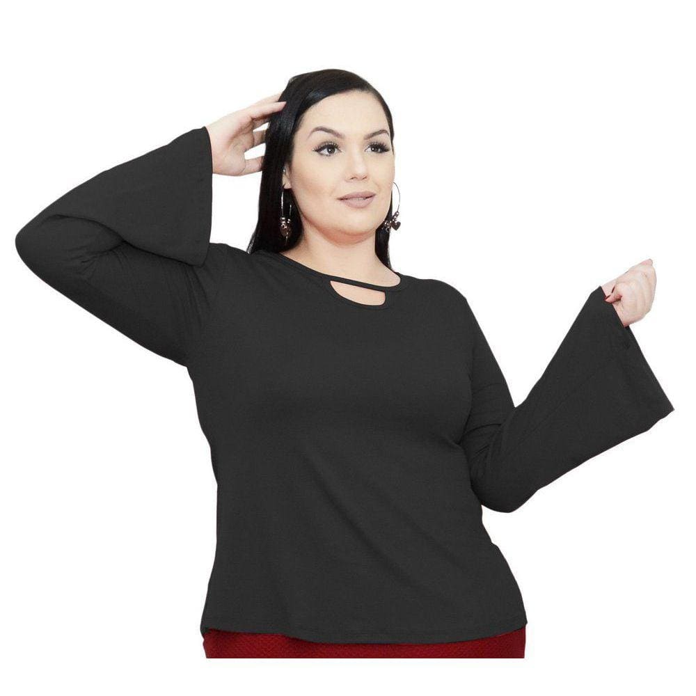 Blusa Manga Longa Flare Com Costas Aberta