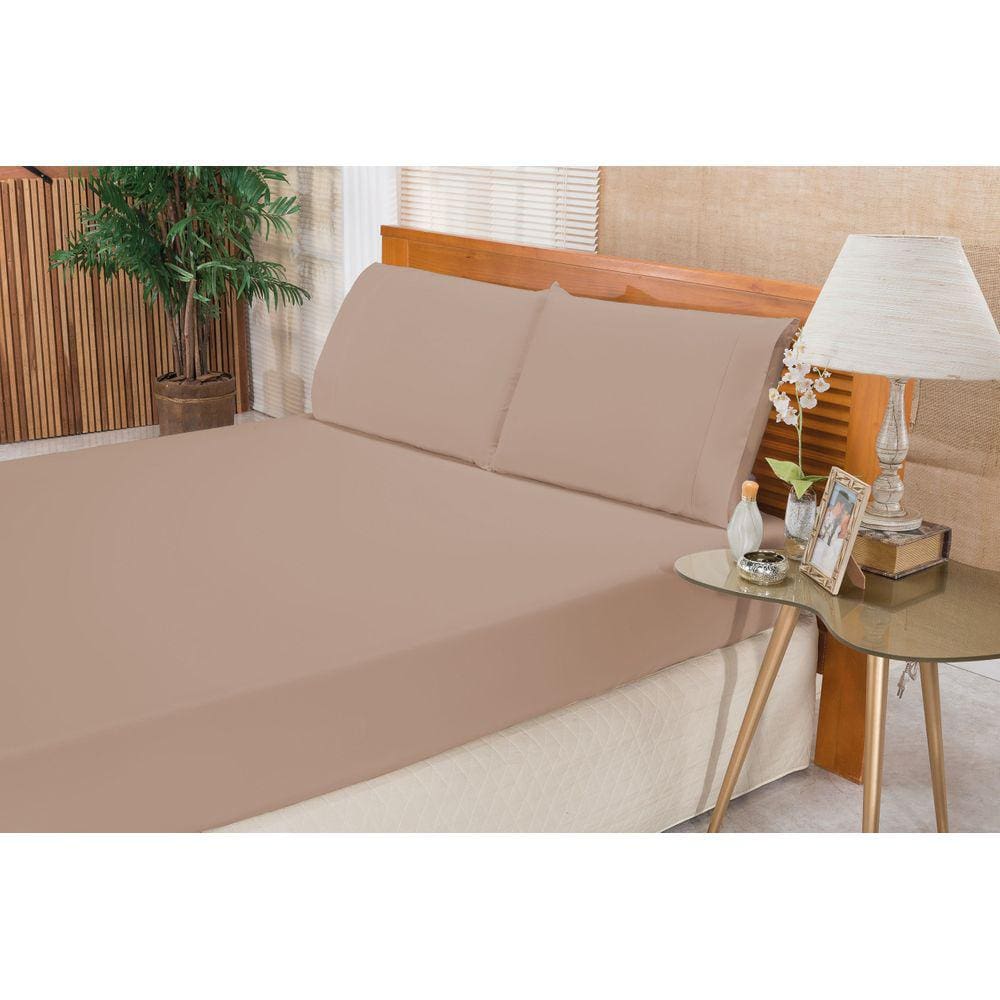 Jogo de Cama Casal Queen 3 Peças Elegance 180 Fios Cáqui