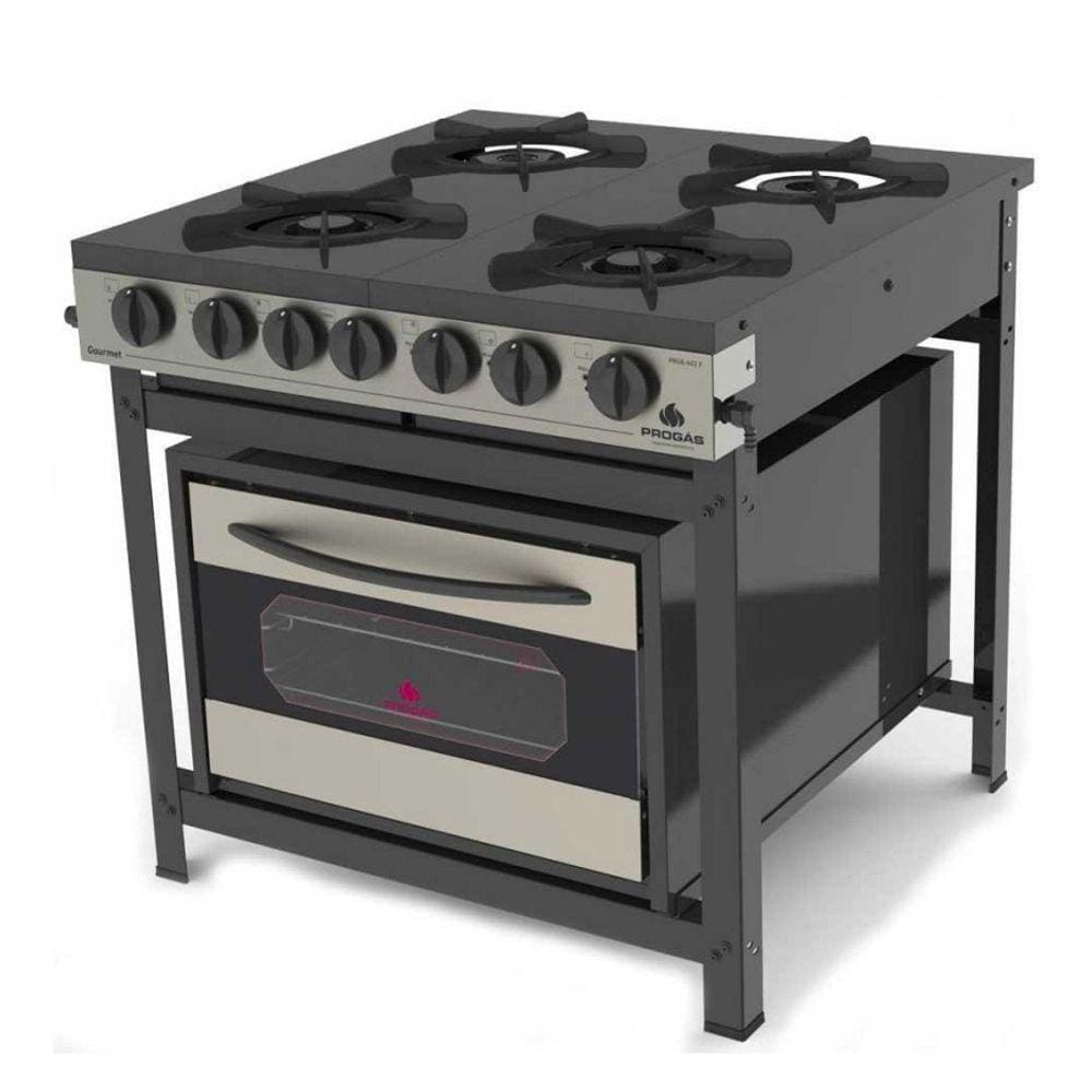 Fogão 4 Bocas Progas Industrial Gourmet Preto - Prge-402