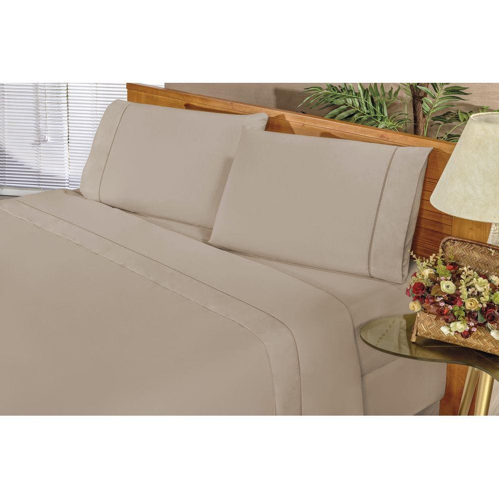 Jogo de Cama Elegance Queen 4 Peças Cáqui