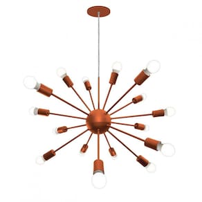 Lustre Pendente Bivolt 16 Lâmpadas Sputnik WOODS! Cobre