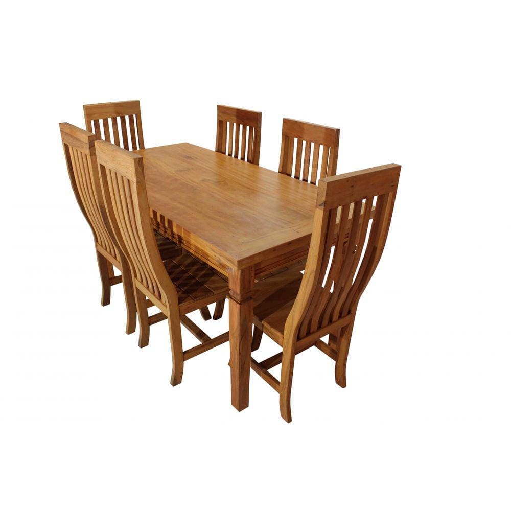 Mesa Chipre 160x80cm com 6 cadeiras Curvas - Peroba Rosa