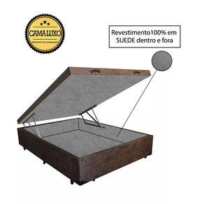 Cama Box Baú Luxo Blindado Viúva AColchoes Suede Marrom 41x128x188