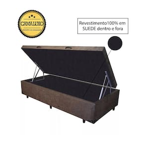 Cama Box Baú Luxo Blindado Solteiro AColchoes Suede Marrom 41x78x188