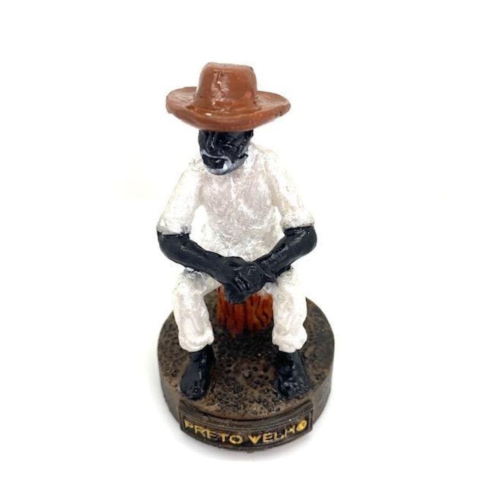 Escultura Preto Velho Em Resina 8 Cm