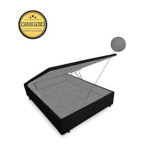 Cama Box Baú Luxo Blindado Viúva AColchoes Suede Preto 49x128x188
