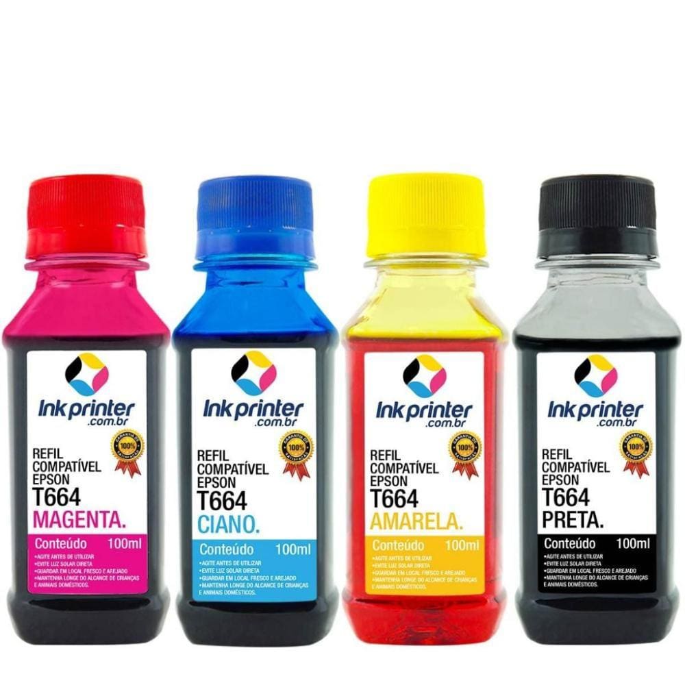 Kit de Tinta para Epson L396 - Compatível InkPrinter (T664 - 4x100ml)