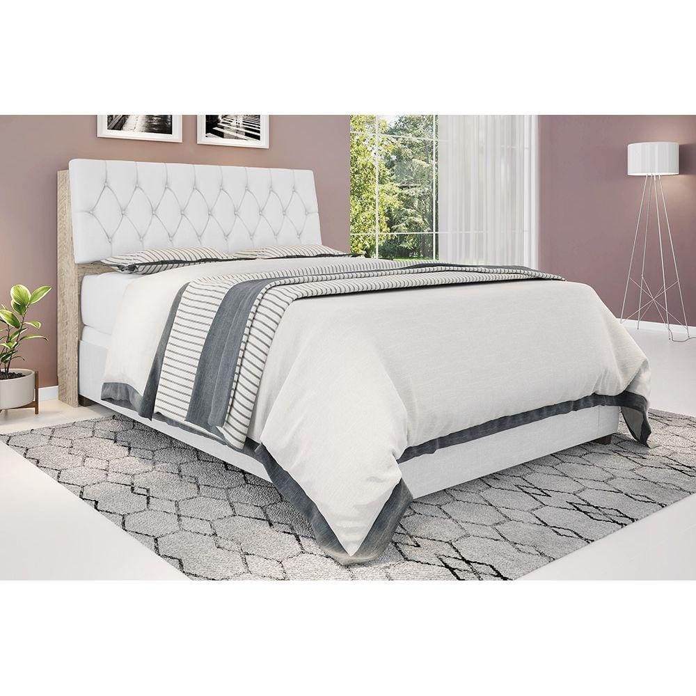 Cabeceira box Casal 1,38 Isis Amarula com Capitonê Branco - Framar Móveis