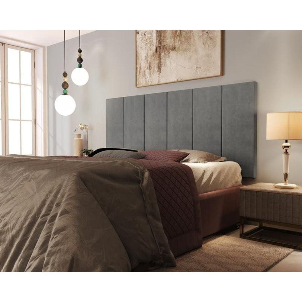 Painel Cabeceira Cama King 1,95 Million Cinza